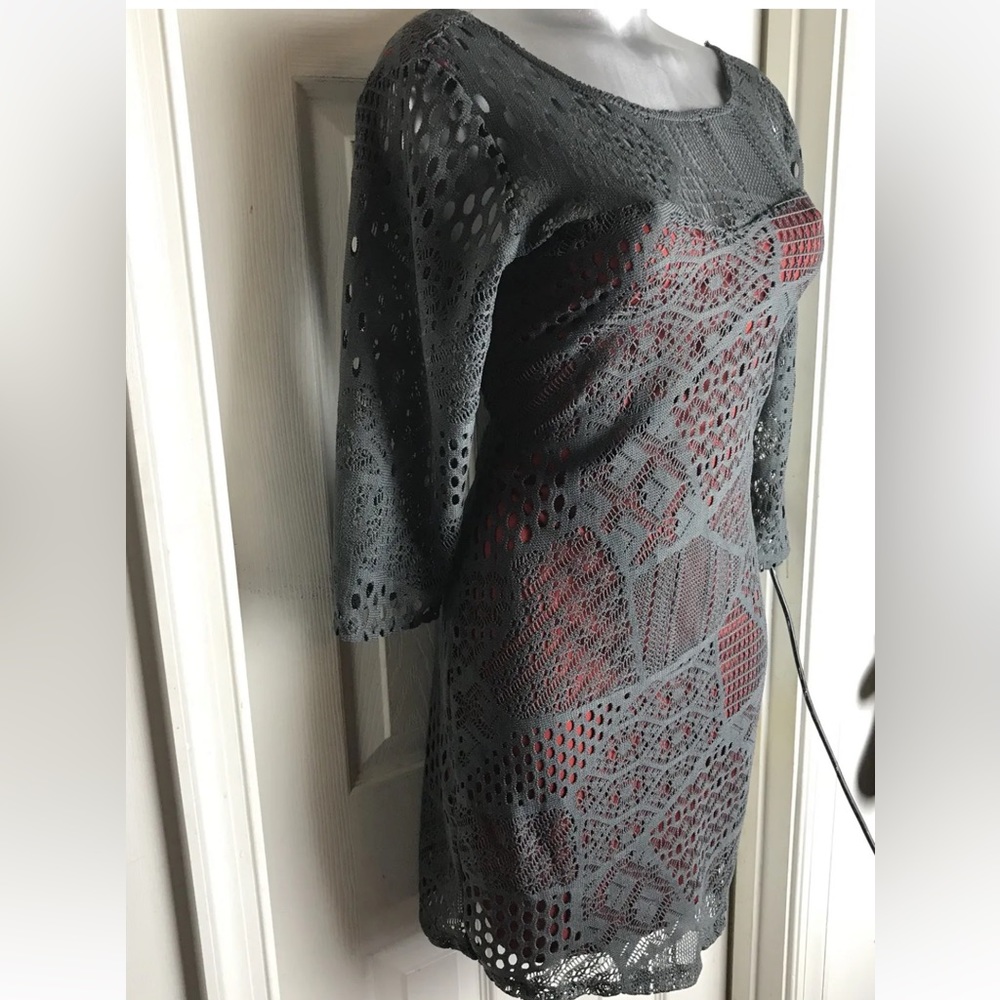 NWOT CROCHET GRAY DRESS JUNIORS WOMEN BY ROUTE -SIZE LARGE